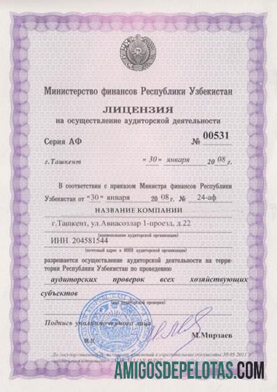 Uzbekistan Business License amostra